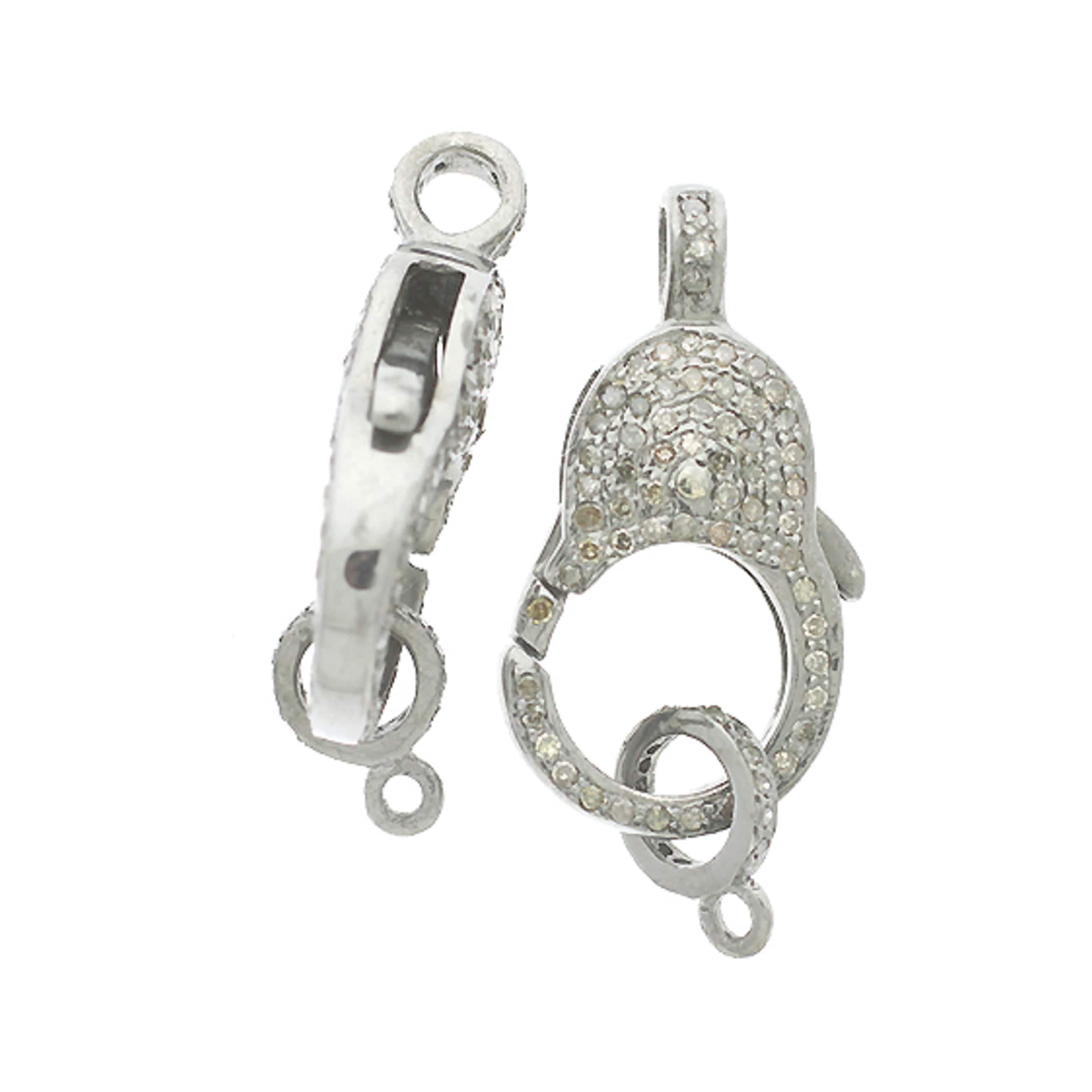 Diamond Clasp 925 Sterling Silver Findings Pave Diamond Etsy