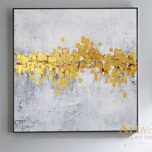 Abstract Large Gold Leaf Painting Gold Wall Art Abstract Etsy