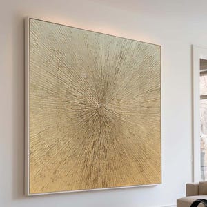Gold Leaf Abstract Painting: Rich Texture Mid-Century Modern Canvas Art