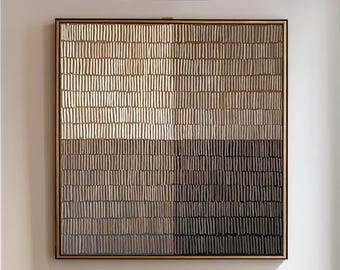 Grande dipinto astratto beige testurizzato, arte murale sfumata neutra, decorazione su tela minimalista moderna Wabi Sabi