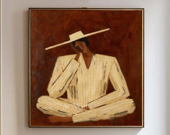 Grande dipinto astratto di donna, dipinto Wabi Sabi, arte murale retrò, rosso, minimalista, su tela, arredamento moderno per la casa