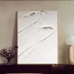 White Abstract Canvas Art 3D Textured Painting White Abstract Painting White Wall Art White Rich Texture White Minimalist Abstract Painting