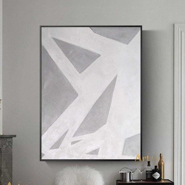Large Abstract Painting Minimalist Art Gray Canvas Art White And Grey Art Modern Original Painting Acrylic Canvas Art Gray Minimalist Decor*