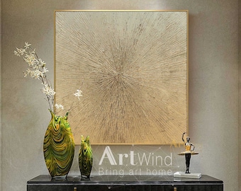 Large Gold Foil Painting Gold Abstract Canvas Art Original Painting Gold Leaf Painting Rich Texture Handmade Painting Gold Canvas Modern Art