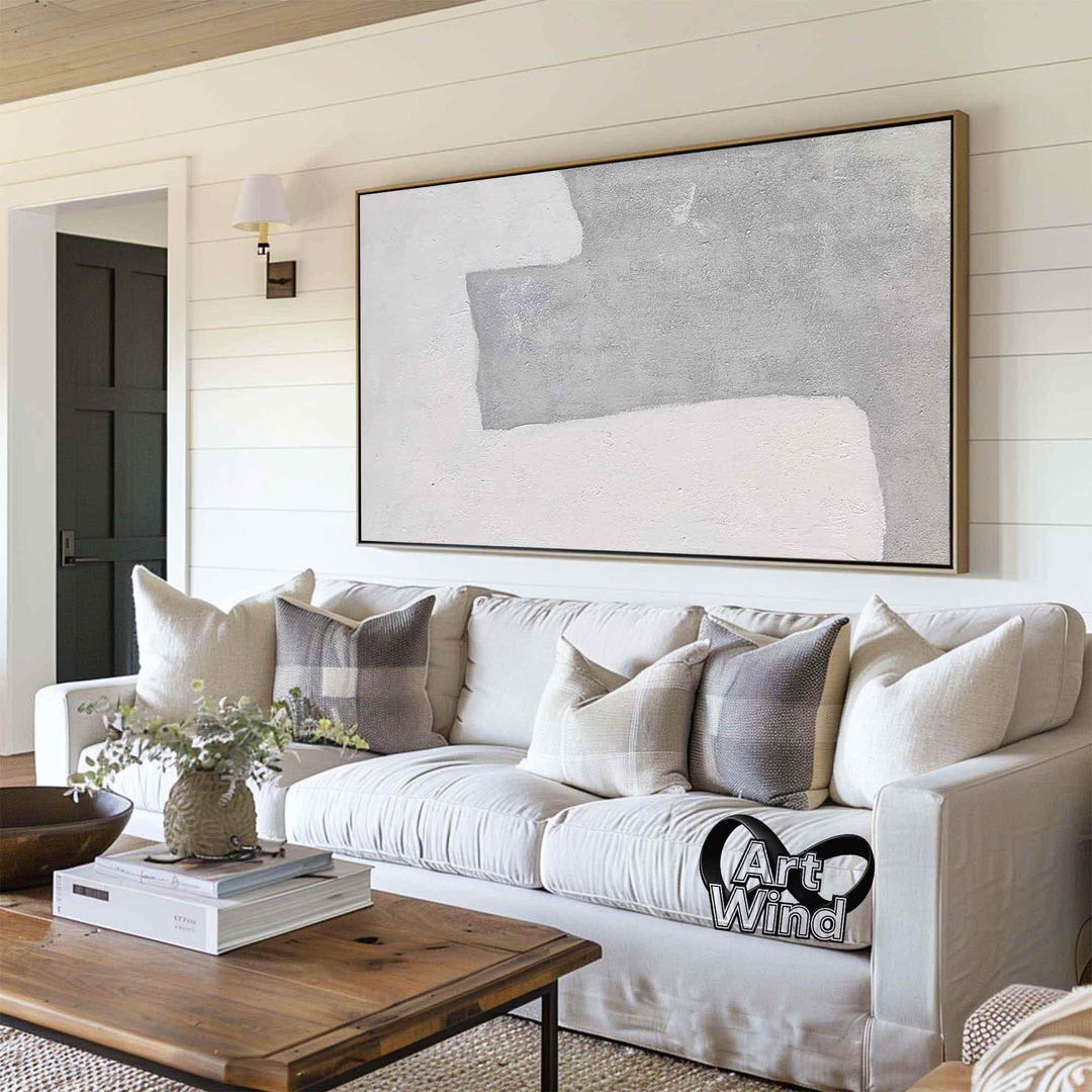 Large Gray Abstract Canvas Art: Textured Minimalism Painting - Etsy
