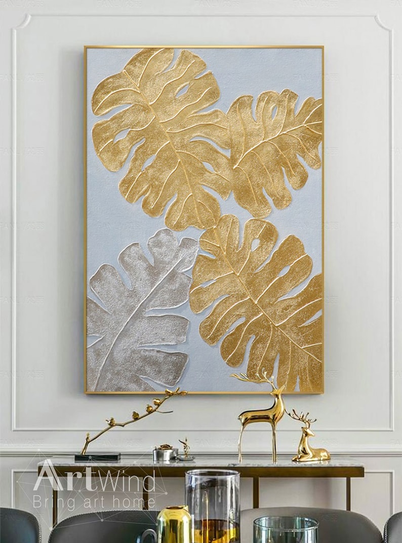 Original Abstract Gold Leaf Tree Painting Impasto Autumn Etsy
