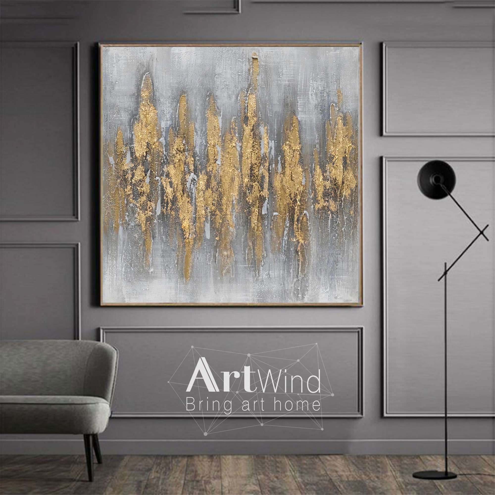 Gold art abstract painting gold wall Large wall art gold Etsy
