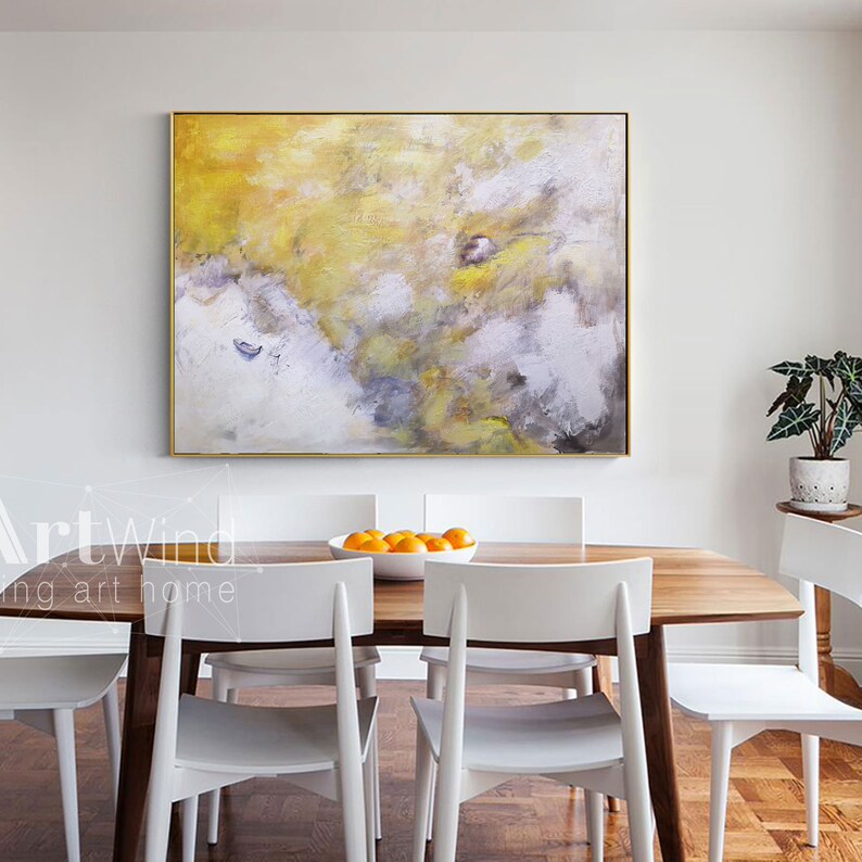 Cloud Abstract PaintingLarge White Yellow Abstract Art Oil Etsy