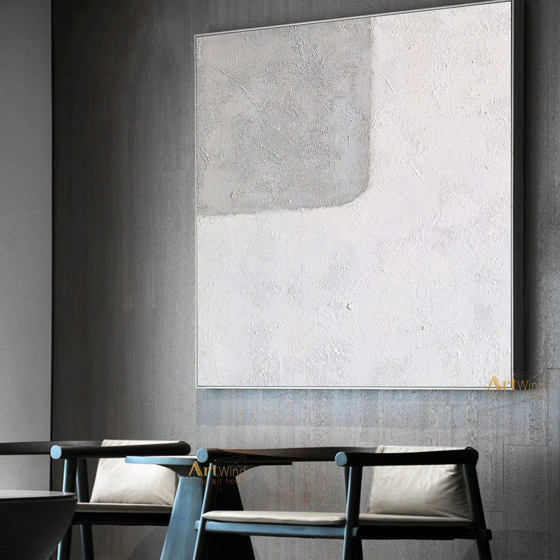 Huge Gray and White Painting Abstract Painting Minimalist Etsy