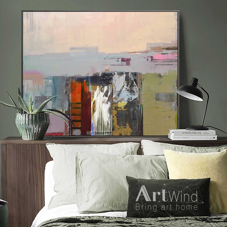 Extra Large Painting Beige Painting Landscape Painting Gray image 2