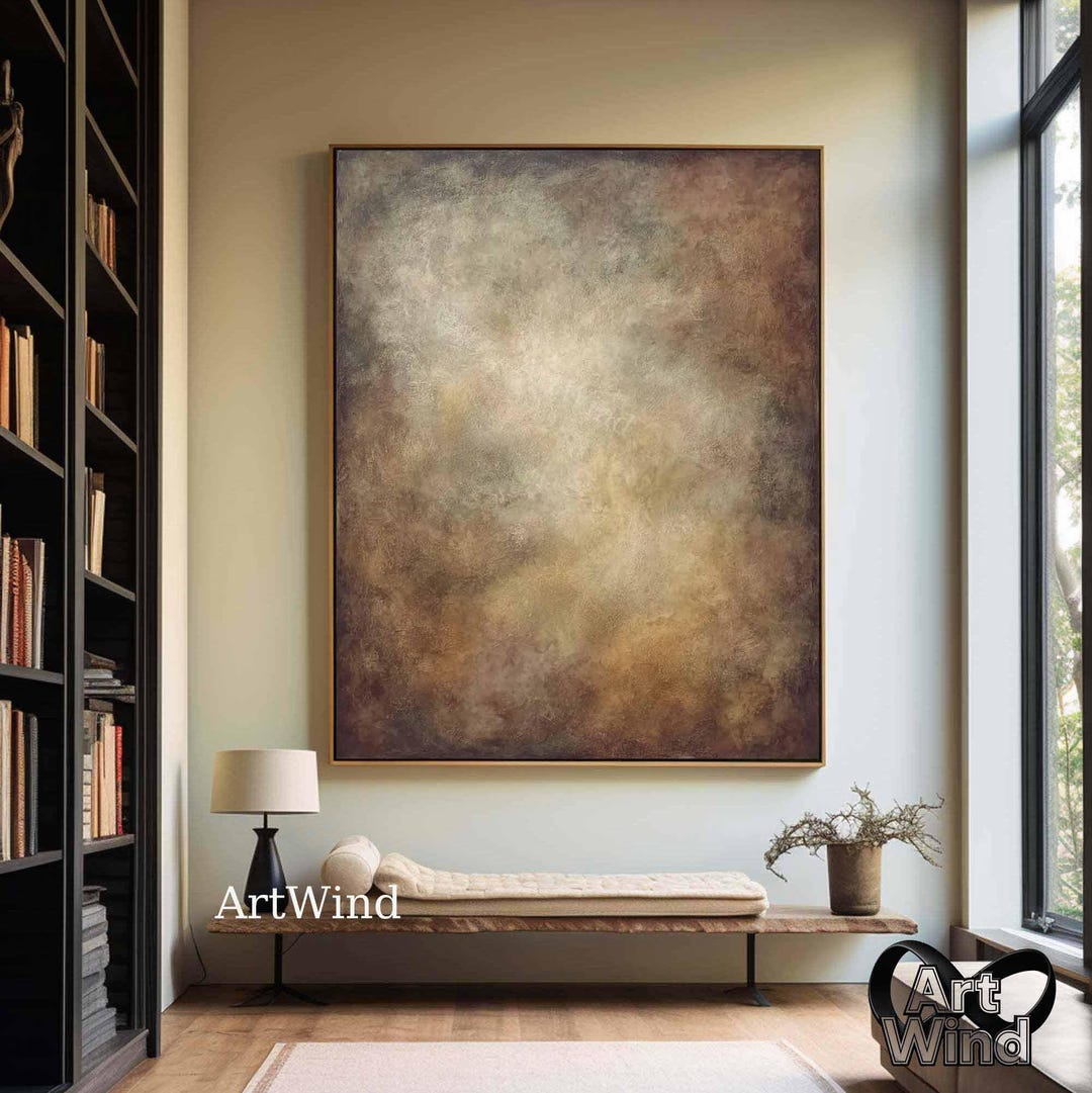 Wabi Sabi Wall Art Brown Abstract Oil Painting Neutral Hand Painted ...