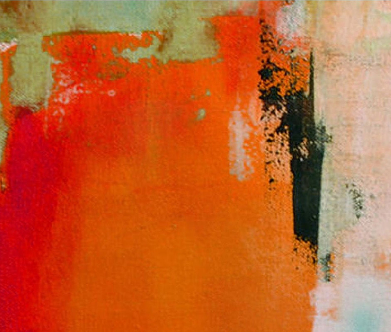 Large Red Abstract Canvas Art Green Modern Wall Art Colorful Etsy