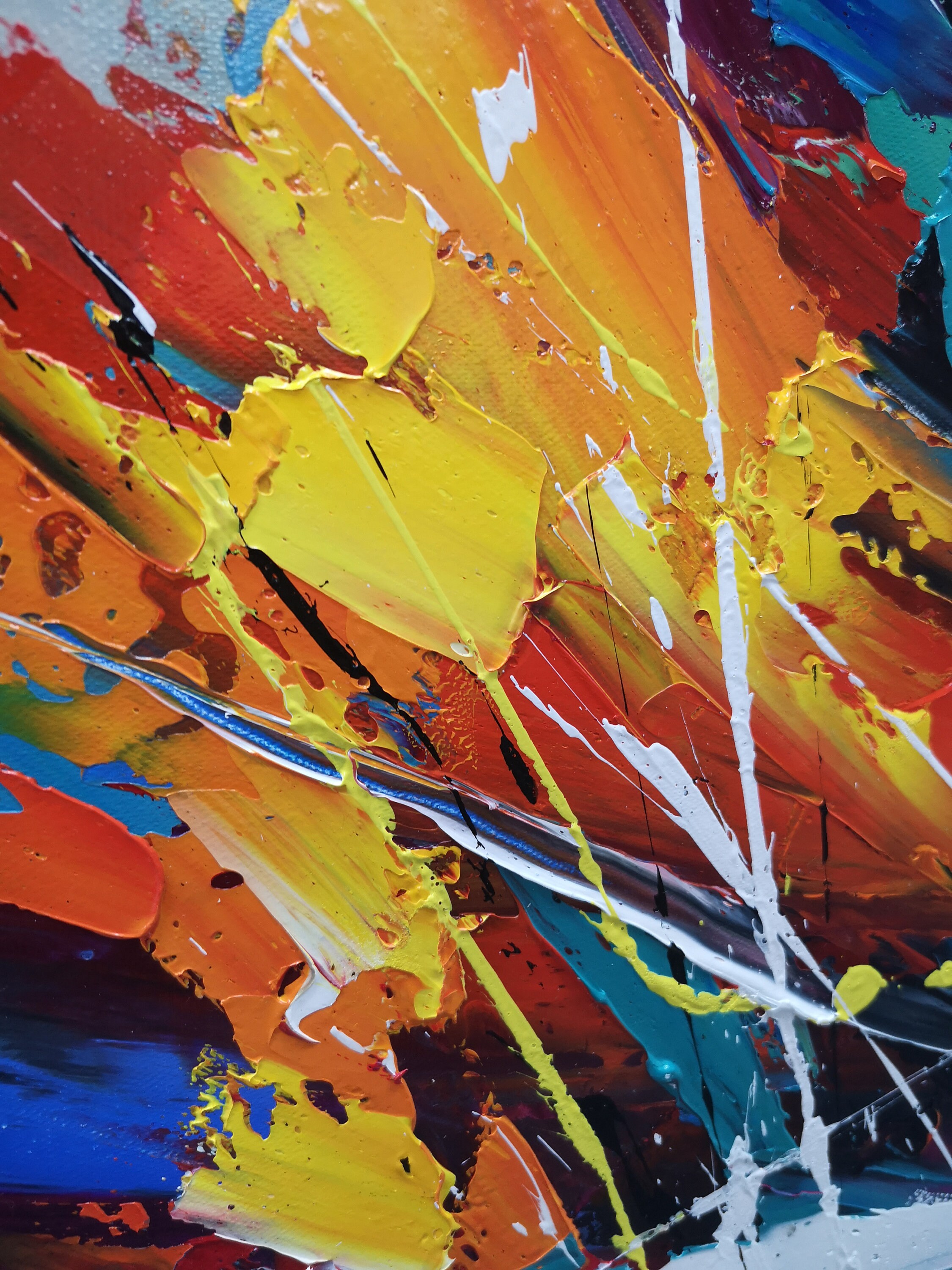 Large abstract canvas art original painting handmade art blue | Etsy