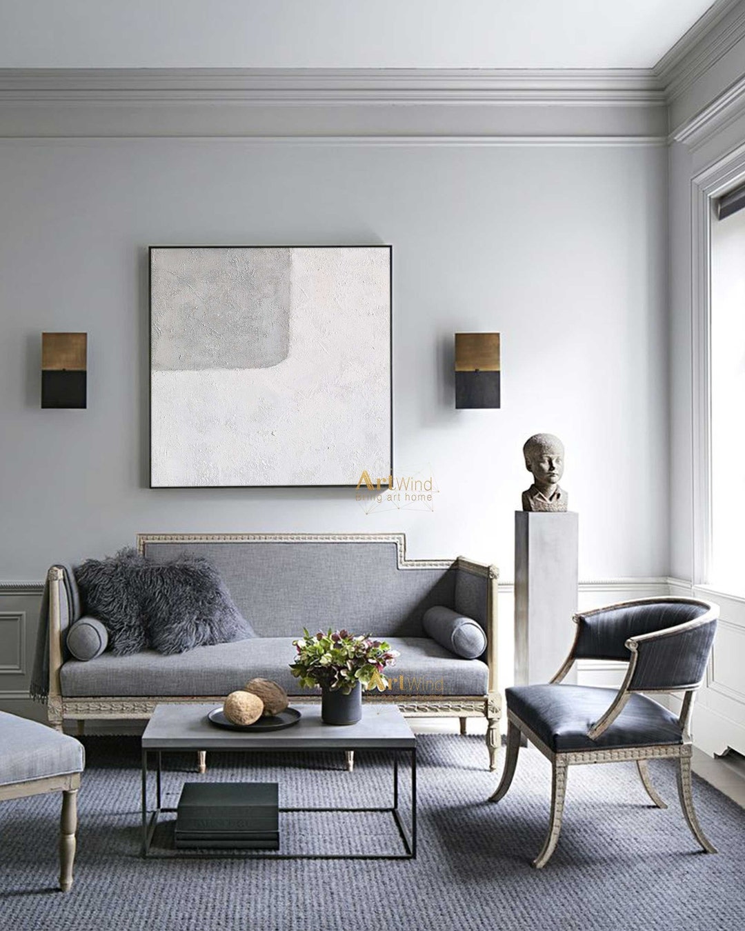 Huge Gray and White Painting Abstract Painting Minimalist Etsy