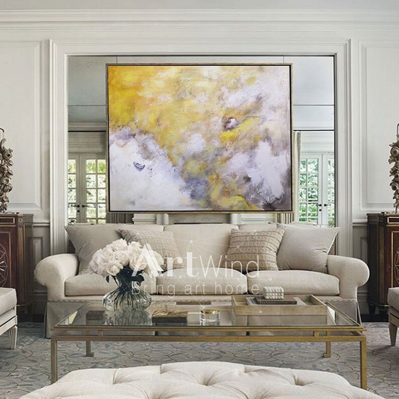 Cloud Abstract PaintingLarge White Yellow Abstract Art Oil Etsy