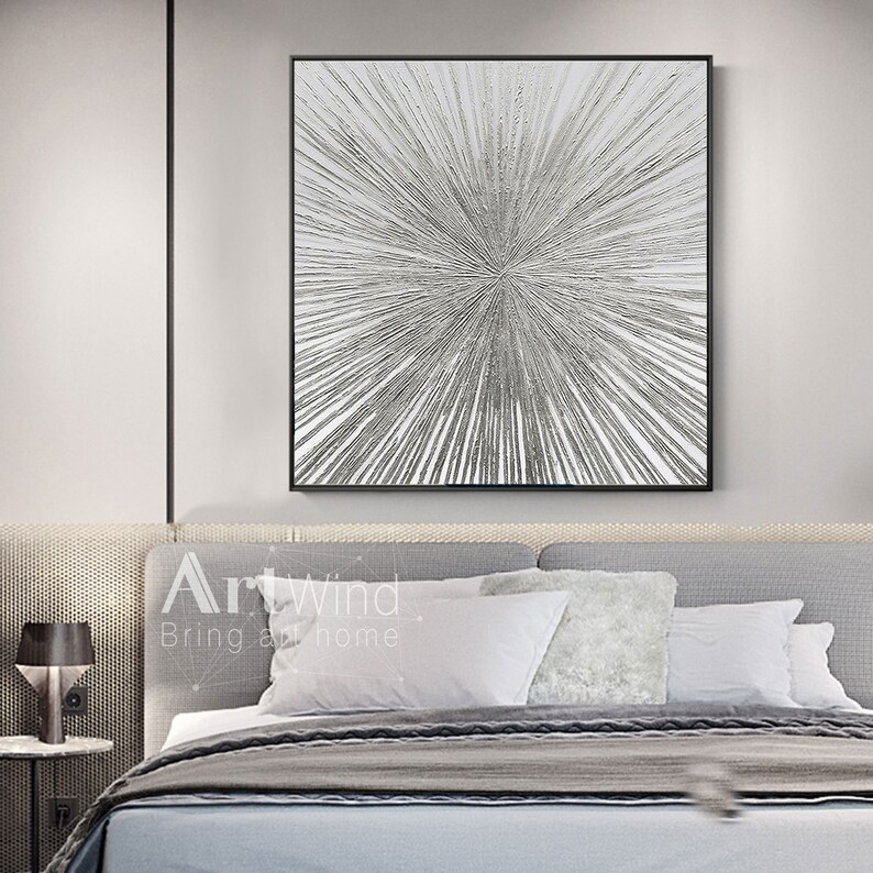 Silver Leaf Art Abstract Painting Large Abstract Etsy