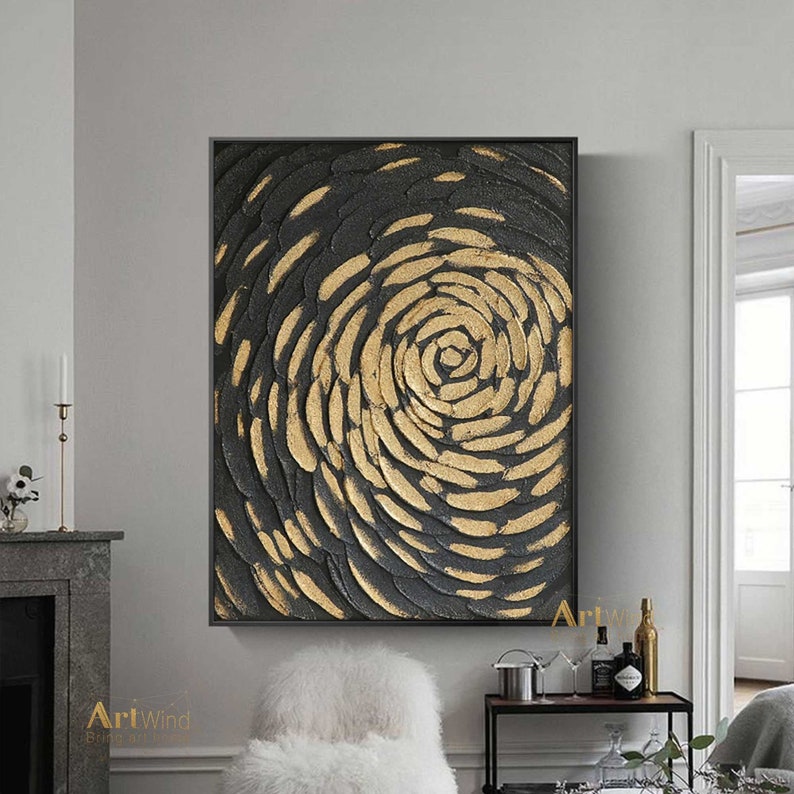 Large Gold Leaf Painting on Canvas Abstract Painting Modern Etsy