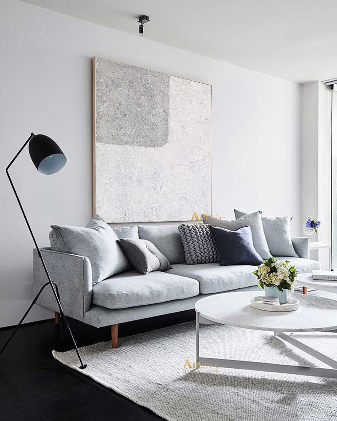 Huge Gray And White Painting Abstract Painting Minimalist Etsy