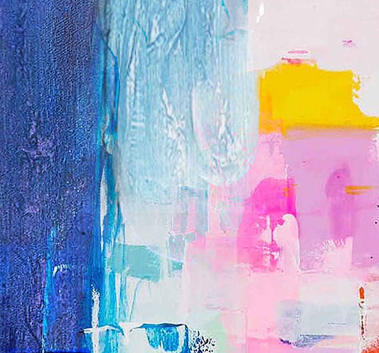 Large Blue Abstract Painting Pink Wall Art Contemporary Art Etsy