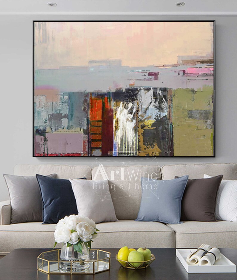 Extra Large Painting Beige Painting Landscape Painting Gray image 6