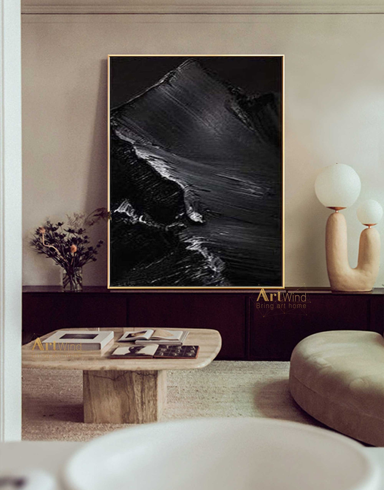 Black Abstract Canvas Art 3D Textured Painting Black Abstract - Etsy