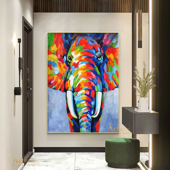 Elephant Canvas Painting Elephant Wall Art Canvas Acrylic Paint