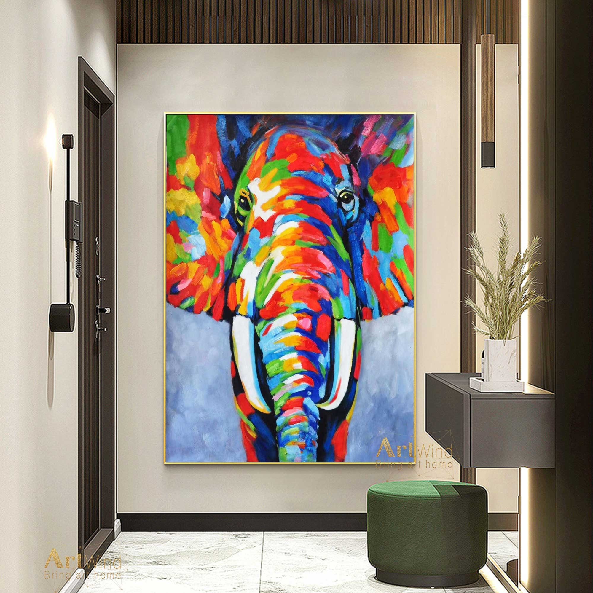 Elephant Art Canvas Painting - Elephant Painting for Sale