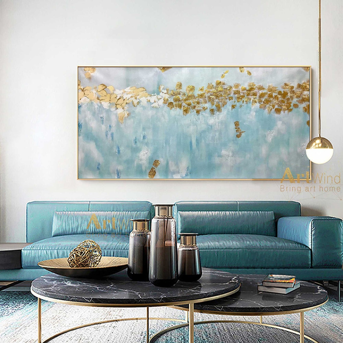 Duck Egg Blue Painting Large Abstract Painting Modern Painting Etsy