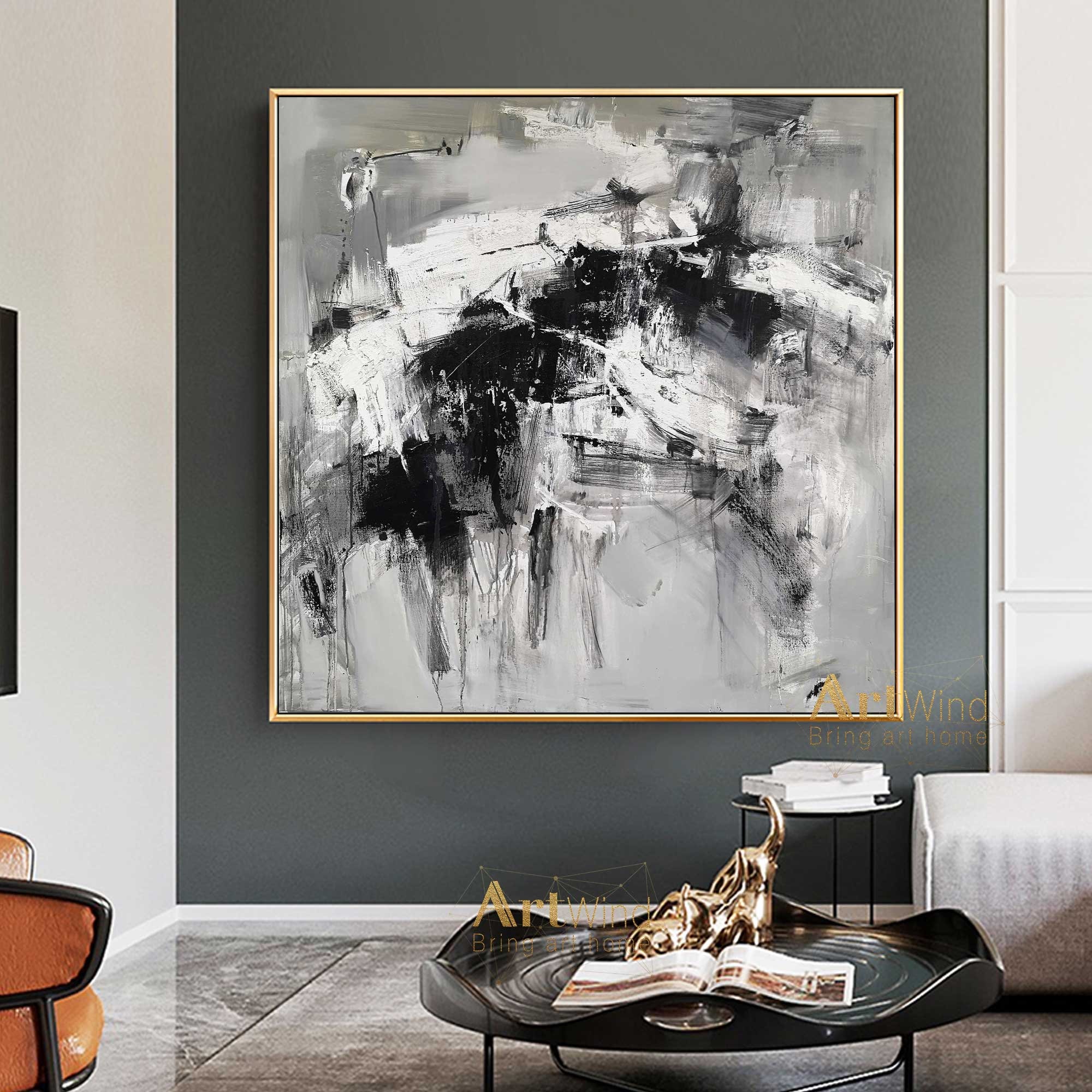 black grey white art