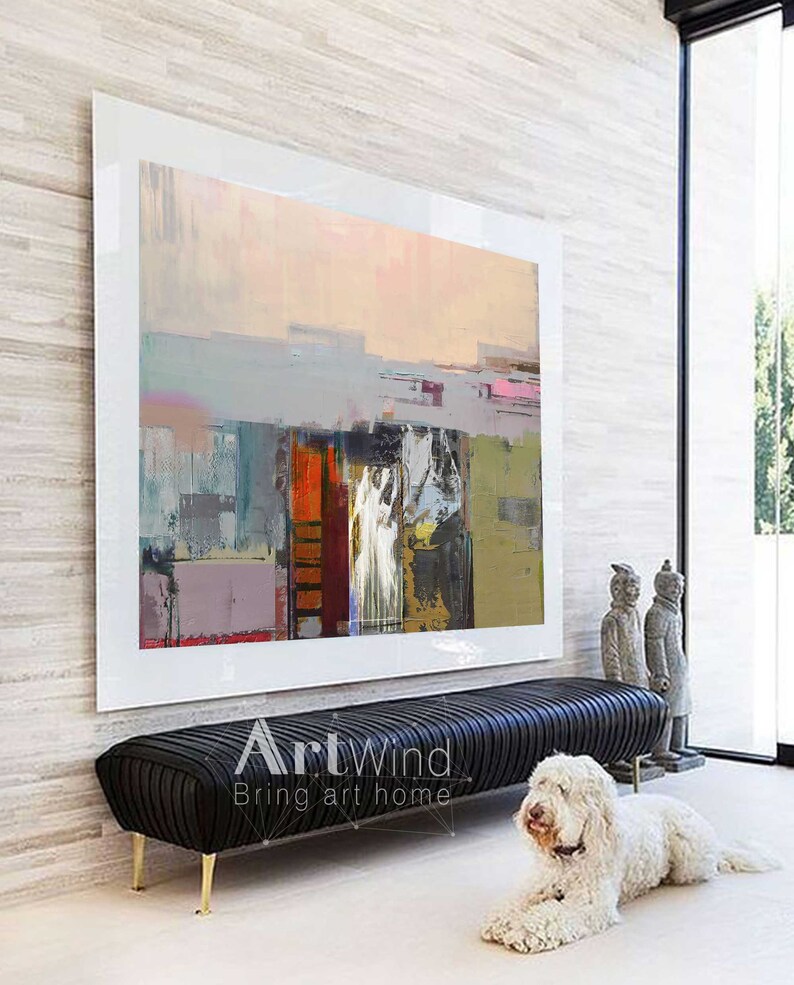 Extra Large Painting Beige Painting Landscape Painting Gray image 8