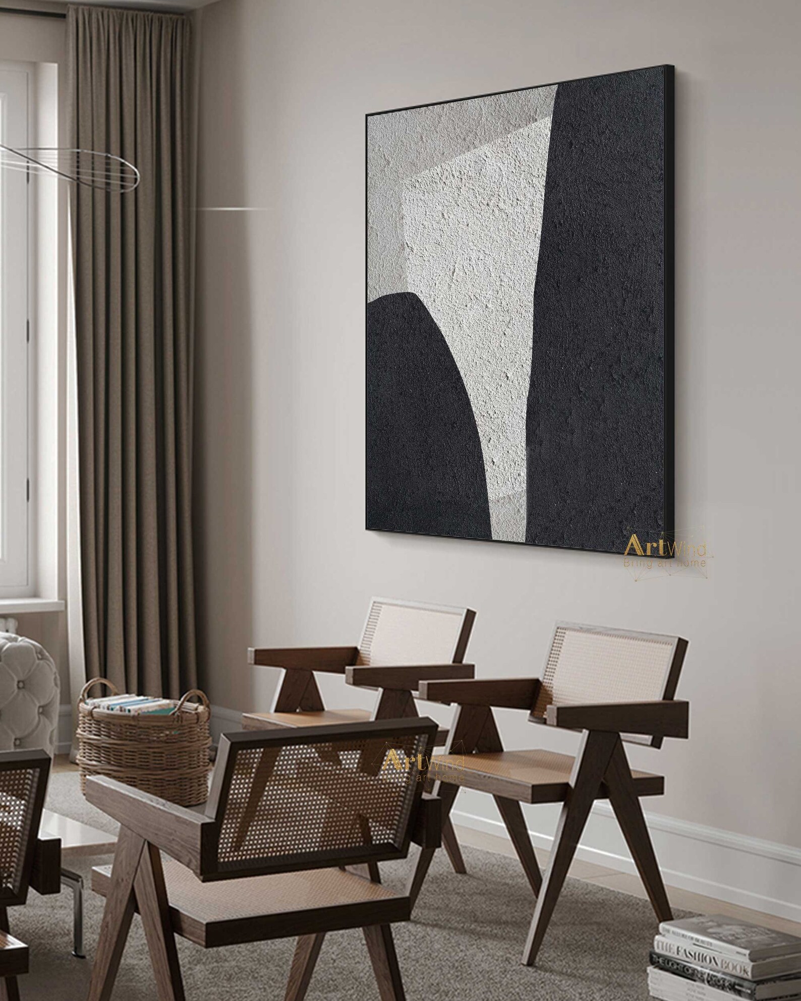 Oversized Grey Minimalist Canvas Art Big Abstract Painting Etsy