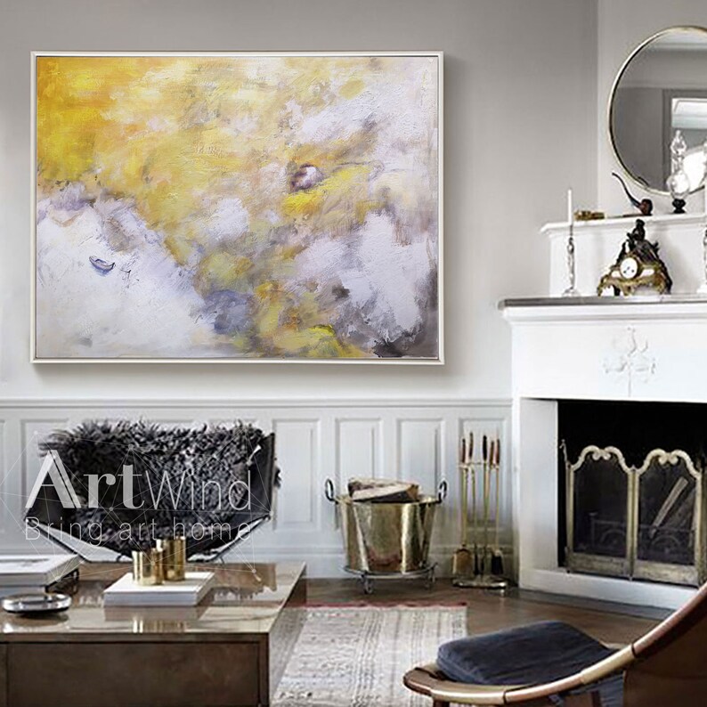 Cloud Abstract PaintingLarge White Yellow Abstract Art Oil Etsy