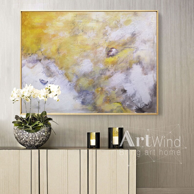 Cloud Abstract PaintingLarge White Yellow Abstract Art Oil Etsy