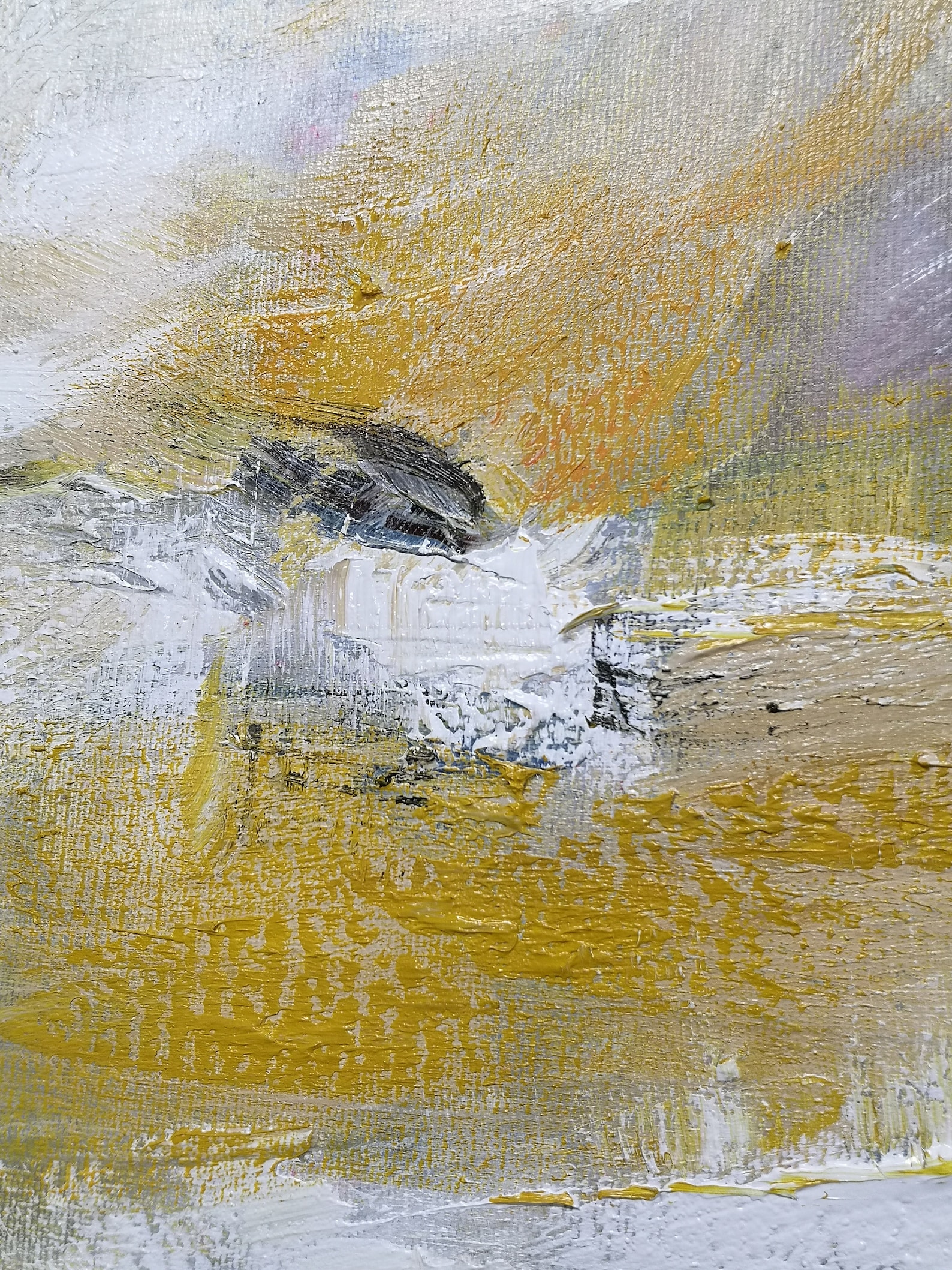 Extra Large Yellow Canvas Art Cloud Abstract Painting White Etsy