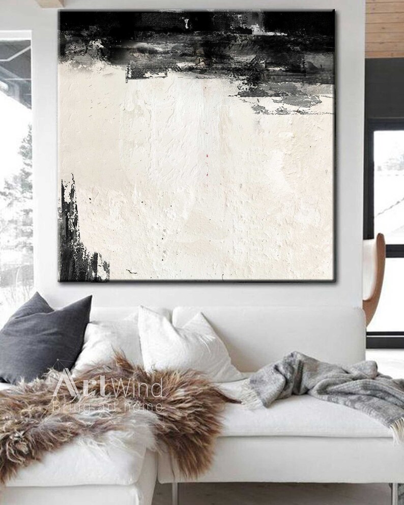 Black and Beige Abstract Art Ink Painting Beige painting Etsy