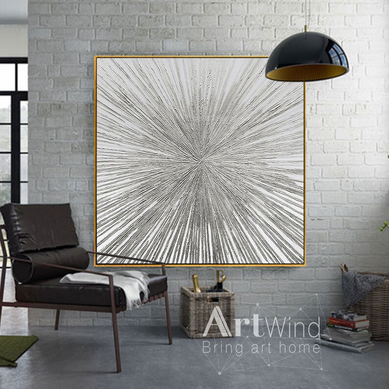 Silver Leaf Art Abstract Painting Large Abstract Etsy