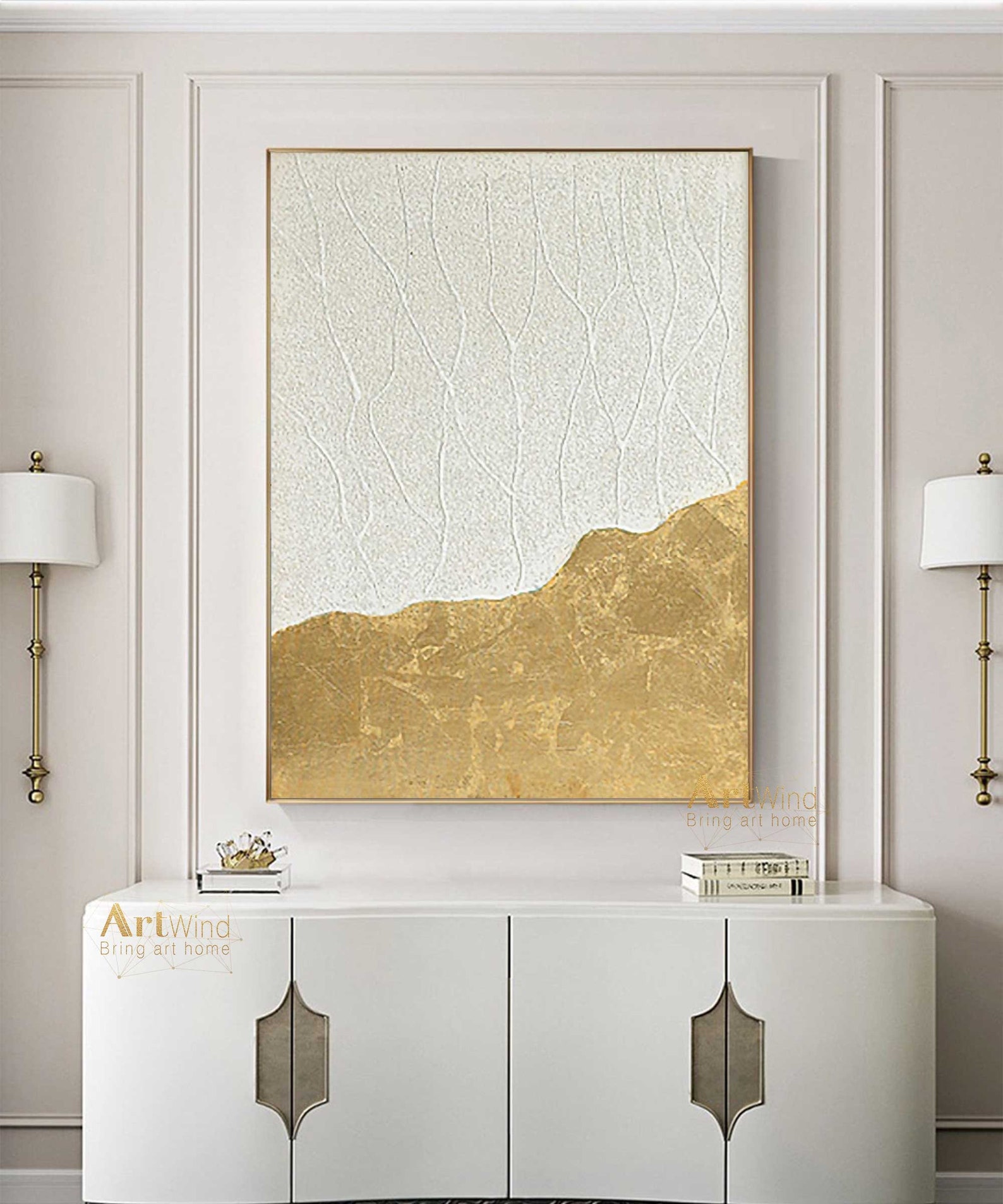 Large Frame Acrylic Painting Abstract Canvas Art White Etsy