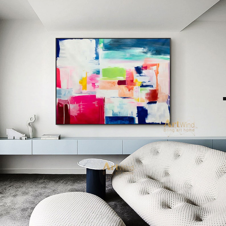 Large Colorful Abstract Painting on Canvas Bright Painting Etsy