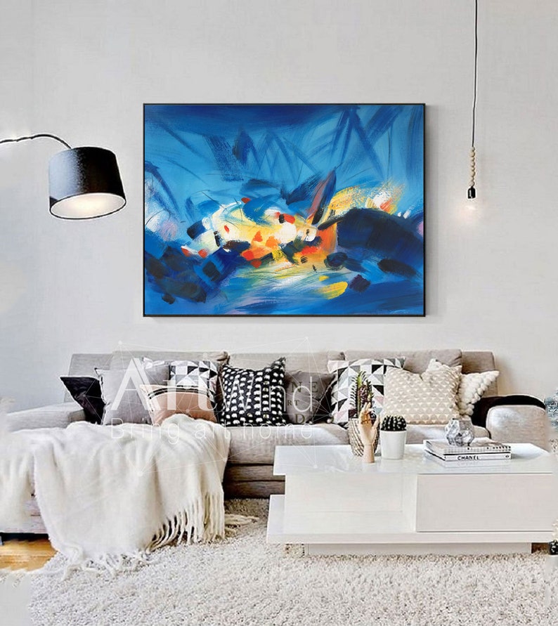 Large Blue Wall Art Abstract Modern art Abstract Painting on Etsy