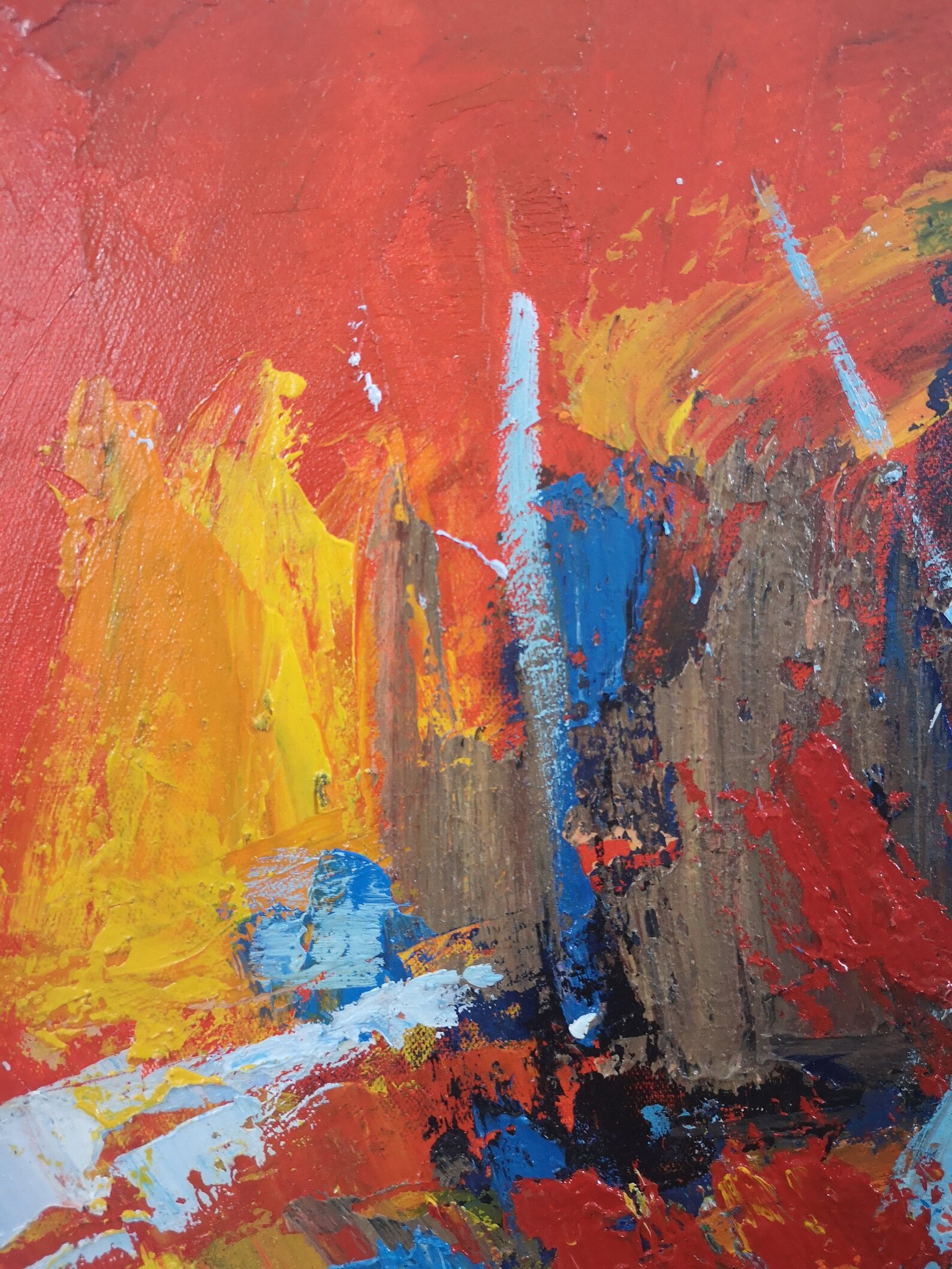 Large Colorful Painting Yellow Abstract Painting Navy Blue Etsy