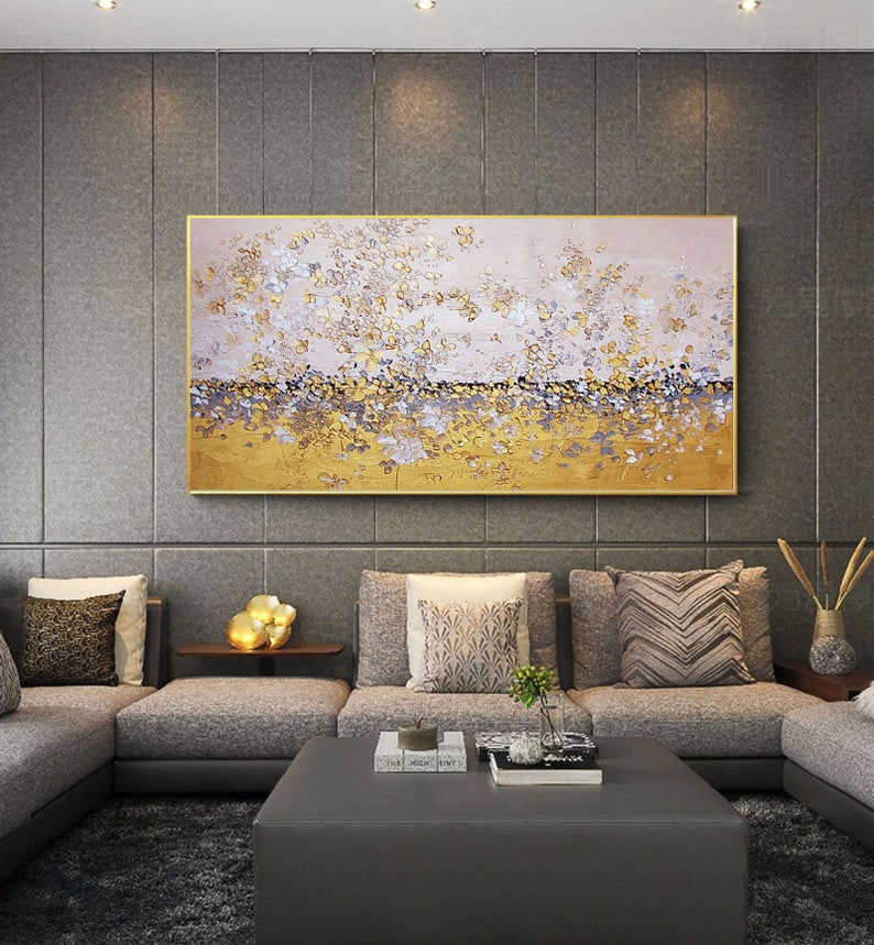 Gold Leaf painting Gold Abstract art Modern landscape Painting image 4