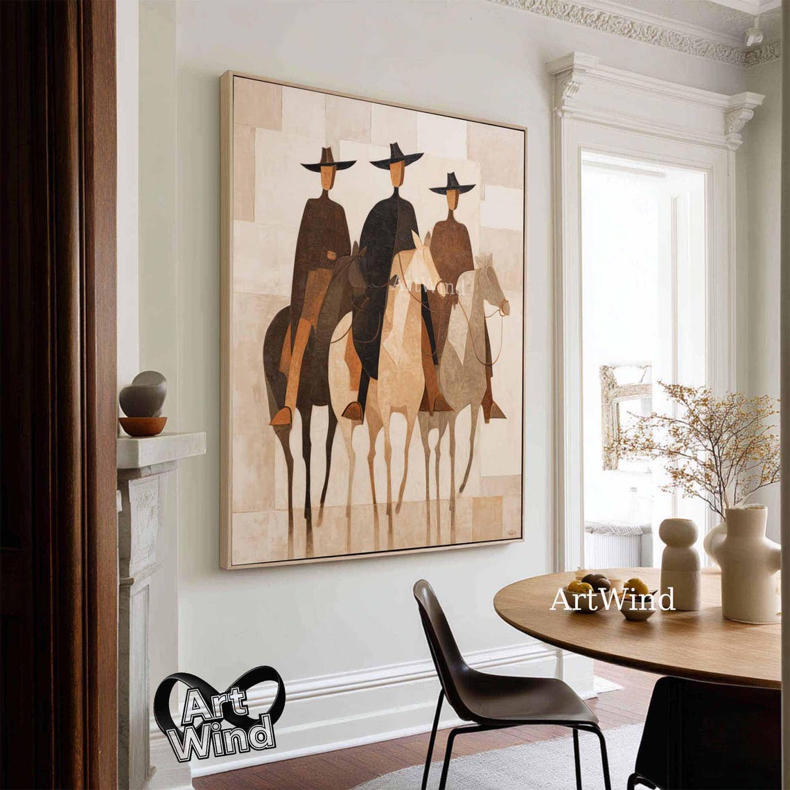 Original Western Cowboy Oil Painting Large Abstract Horse Figurative ...