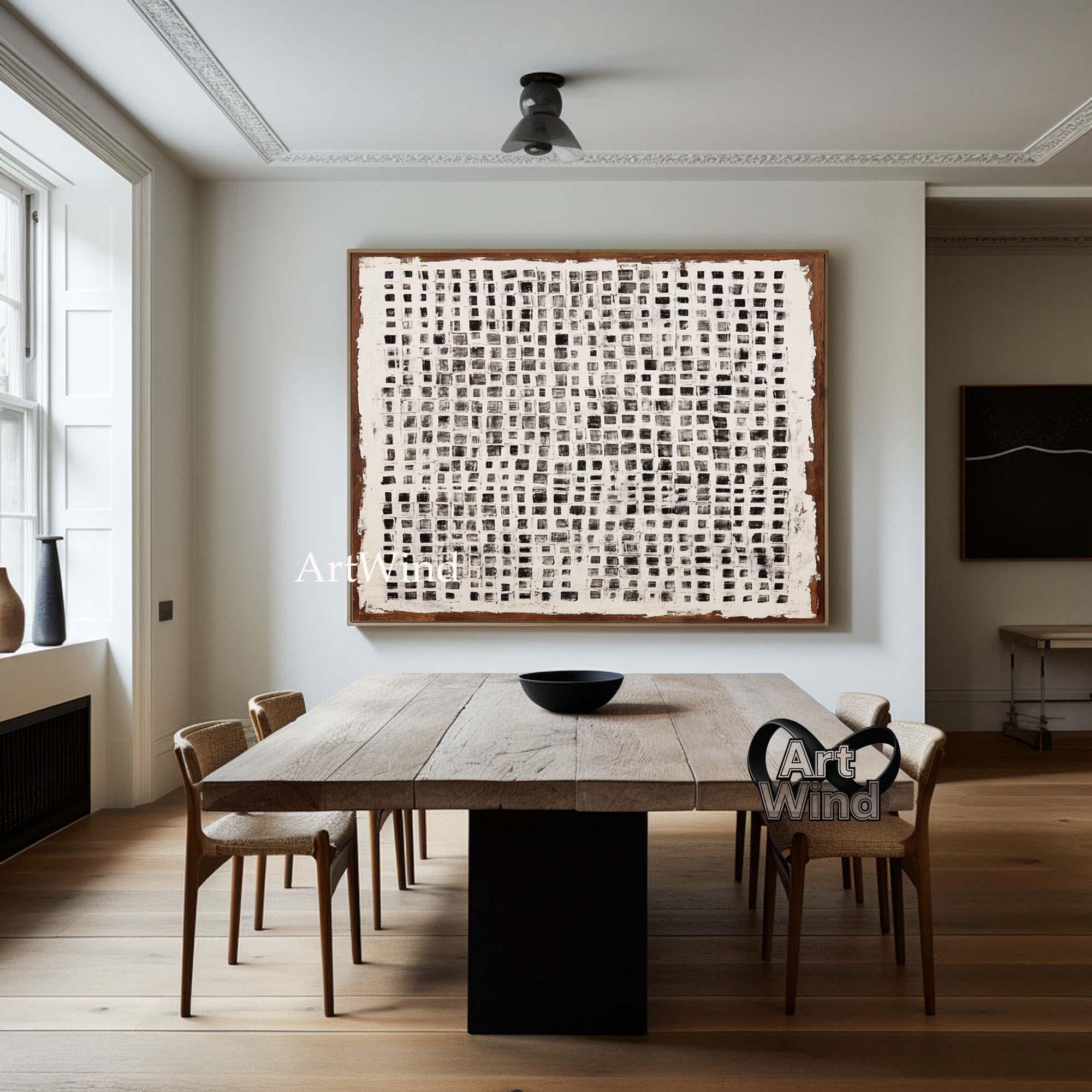 Large Textured Abstract Painting Beige & Black Wall Art Modern ...