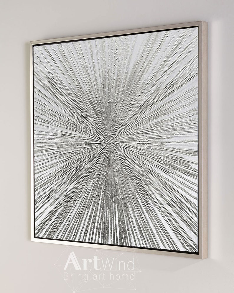 Silver Leaf Art Abstract Painting Large Abstract Etsy