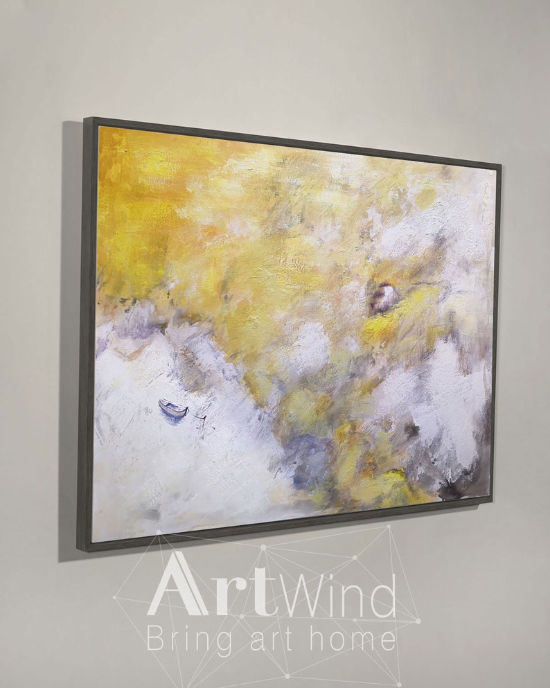 Cloud Abstract PaintingLarge White Yellow Abstract Art Oil Etsy