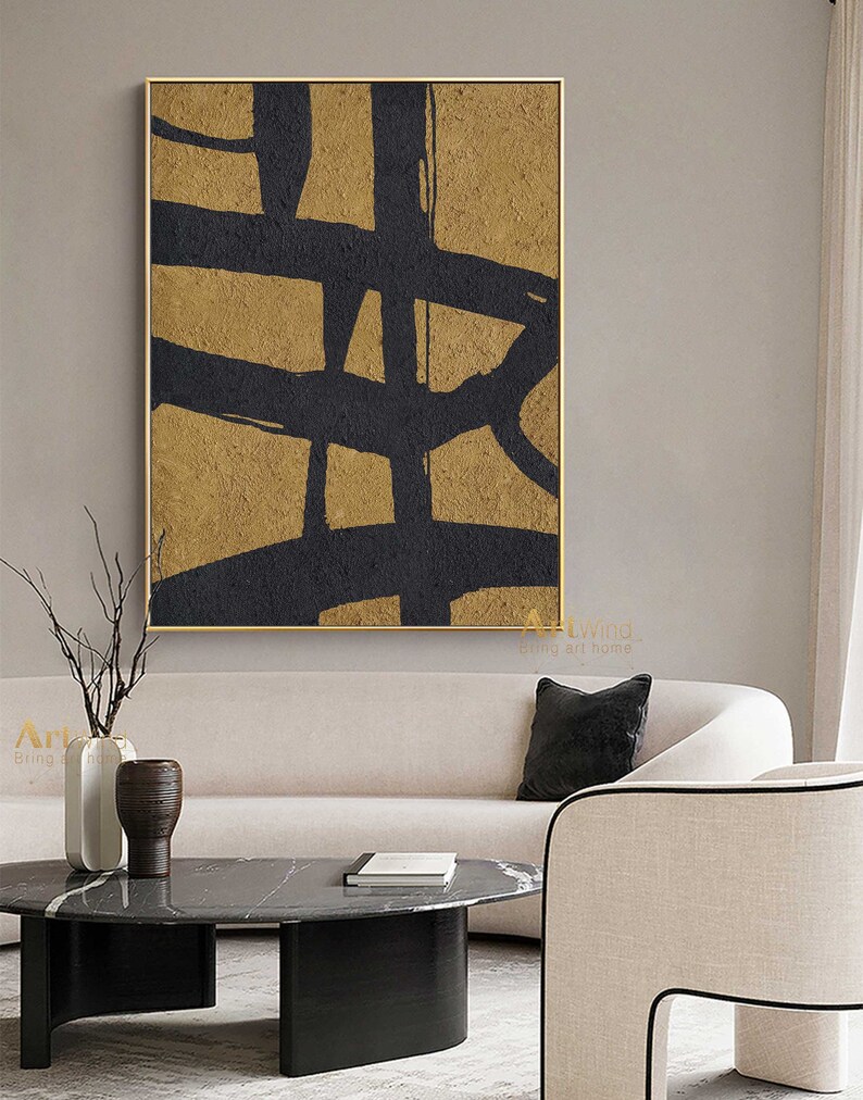 Textured Painting Large Abstract Canvas Art Black Modern Wall - Etsy