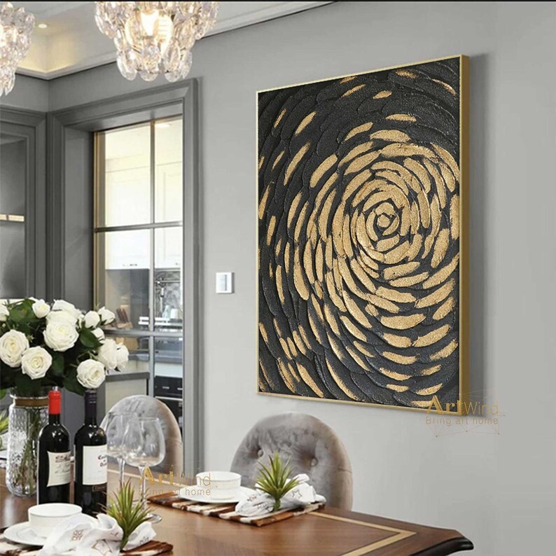 Large Gold Leaf Painting on Canvas Abstract Painting Modern Etsy