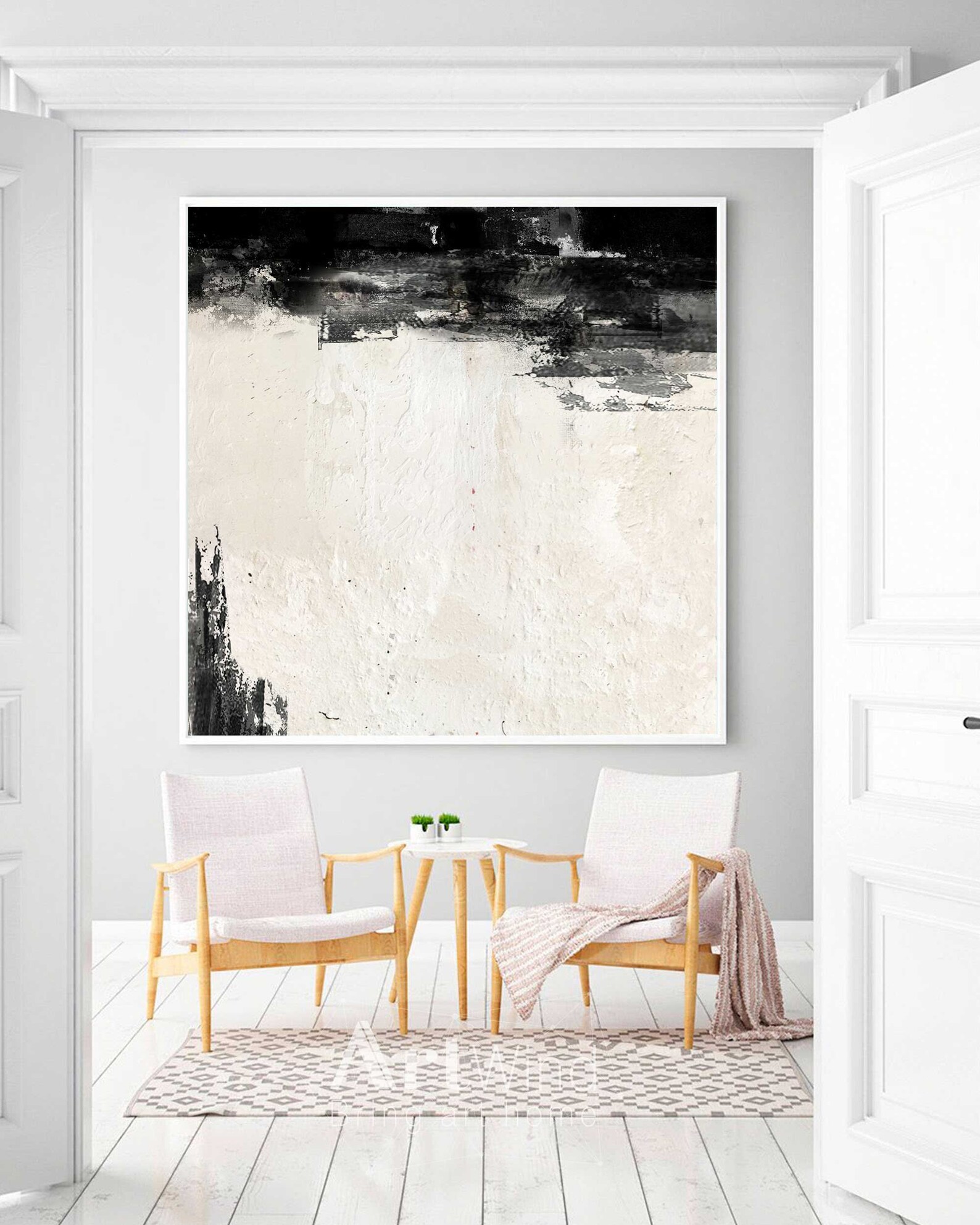 Black and Beige Abstract Art Ink Painting Beige painting Etsy