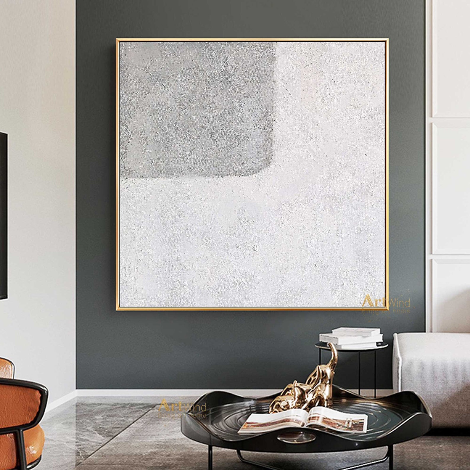 Huge Gray and White Painting Abstract Painting Minimalist Etsy