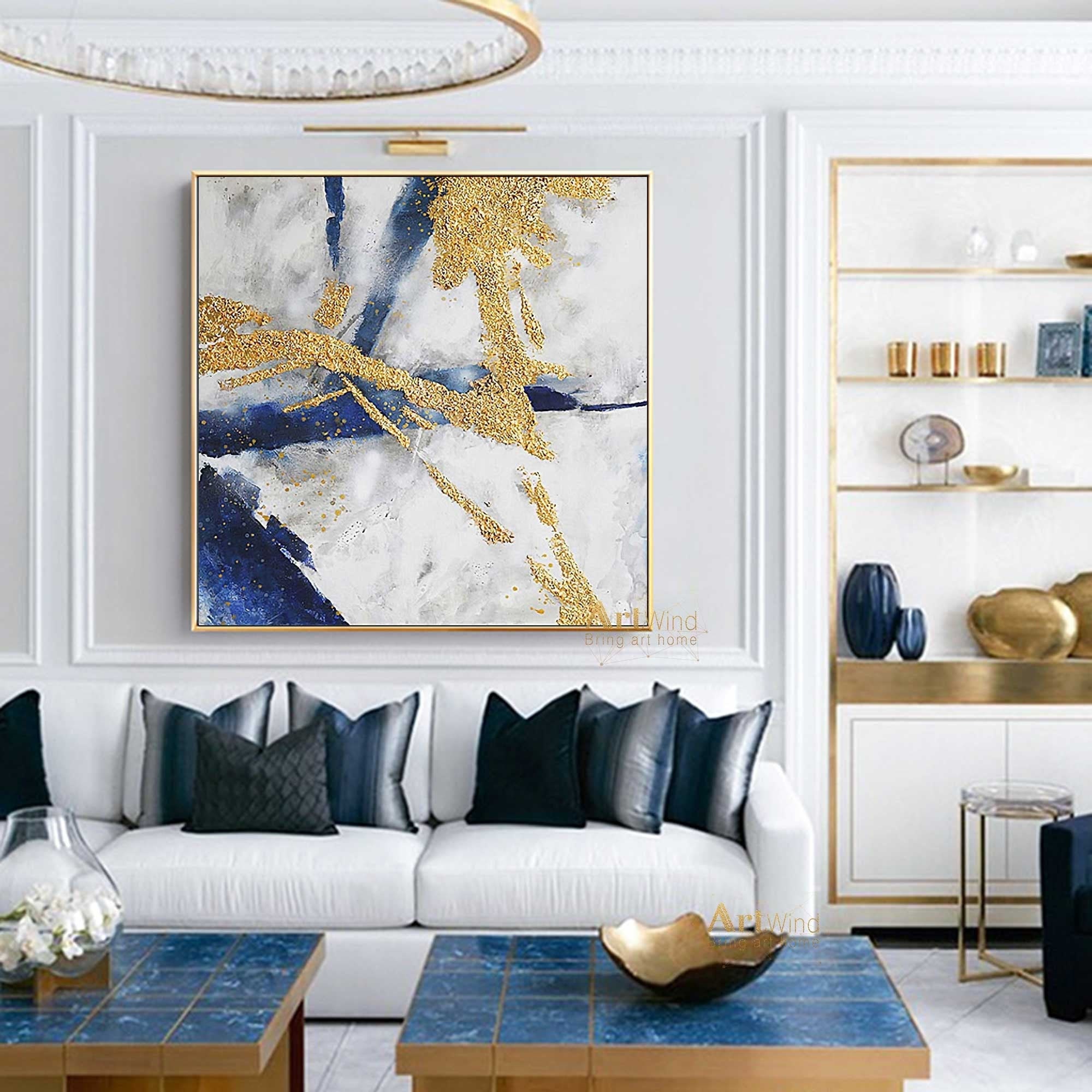 Original Abstract Painting Minimalist Gold Abstract Canvas Art ...